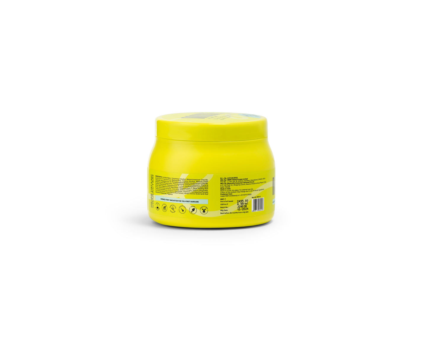 Back view of Moxie Leave-In Conditioner for frizzy hair showing directions for use and product details