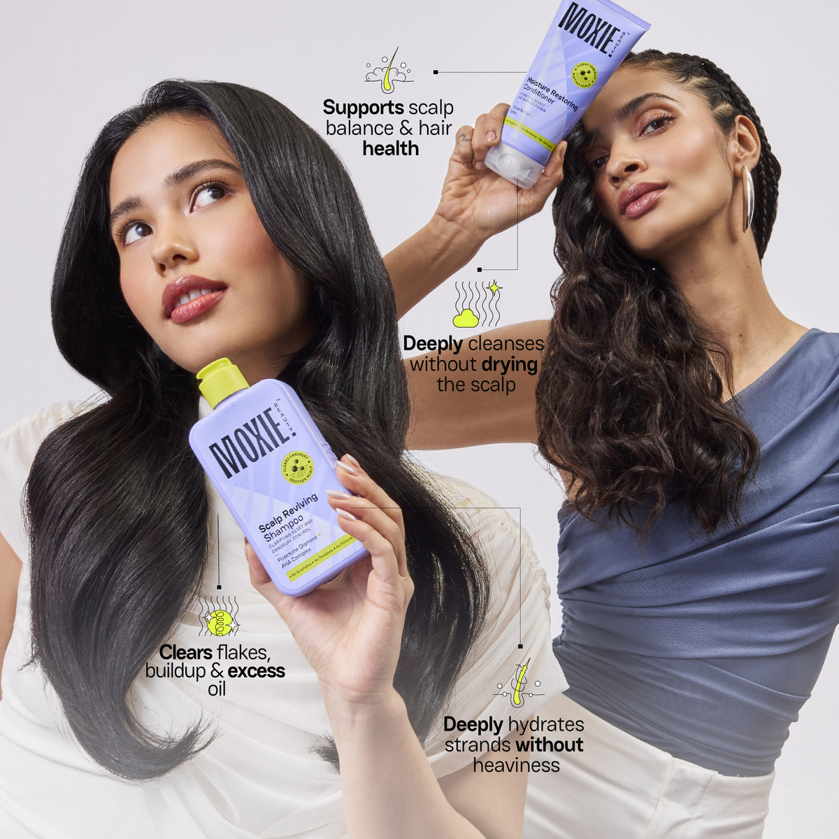 Moxie Scalp SOS Wash Duo Benefits Dandruff Control, Itch Relief & Healthy Scalp for Curly Hair