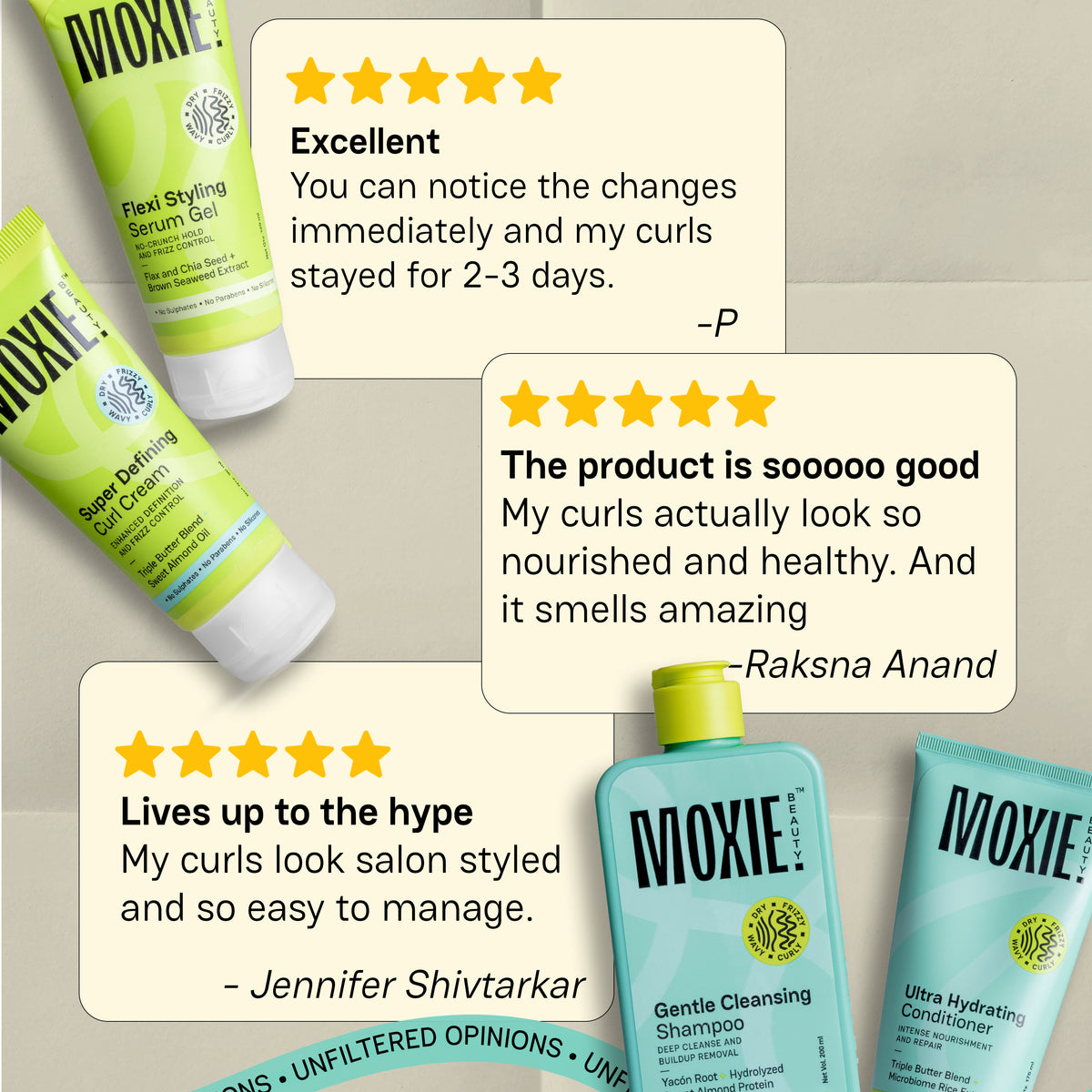 Back view of The Moxie Curly Routine Travel Size showing product details
