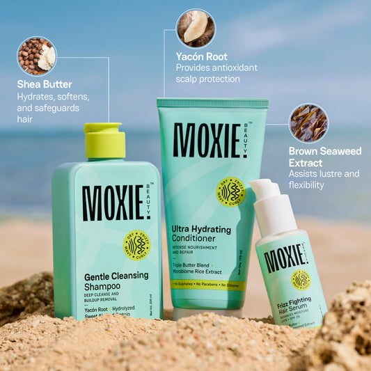 Moxie Beauty Ditch the Frizz Trio anti frizz hair care combo set