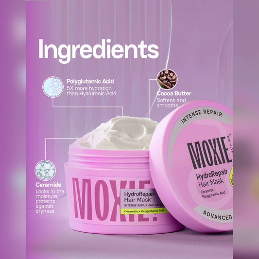 Moxie HydroRepair Hair Mask 200 ml open jar showing the rich, creamy texture