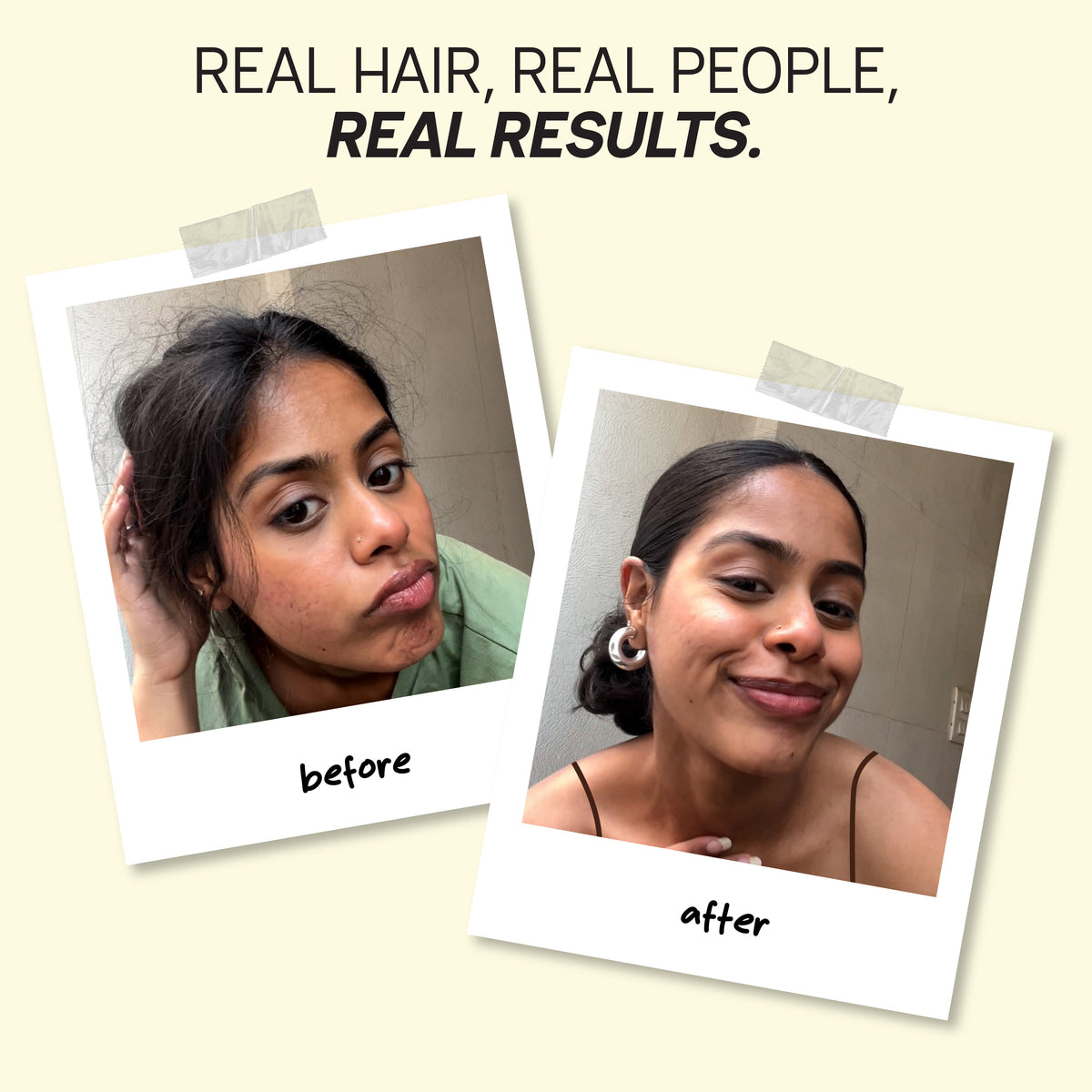 Moxie Beauty On-The-Fly Hair Finishing Stick ingredient graphic featuring aloe vera, banana and cica for nourishing frizz and flyaway control.
