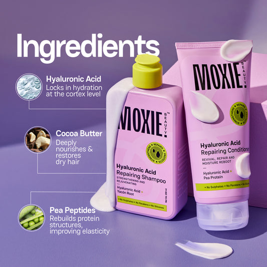 Moxie HydroRepair Wash Duo – Hyaluronic Acid Shampoo & Conditioner Set for Wavy & Curly Hair
