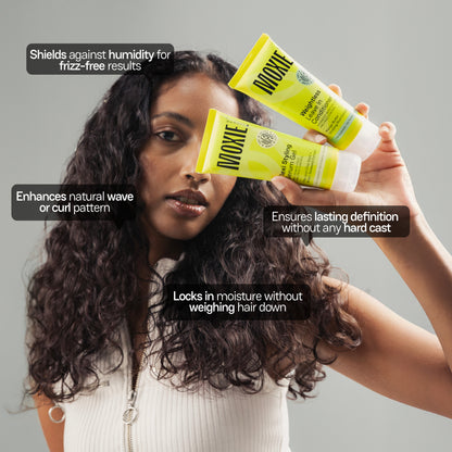 
Before and after results infographic showing improved wave definition and hair moisture retention