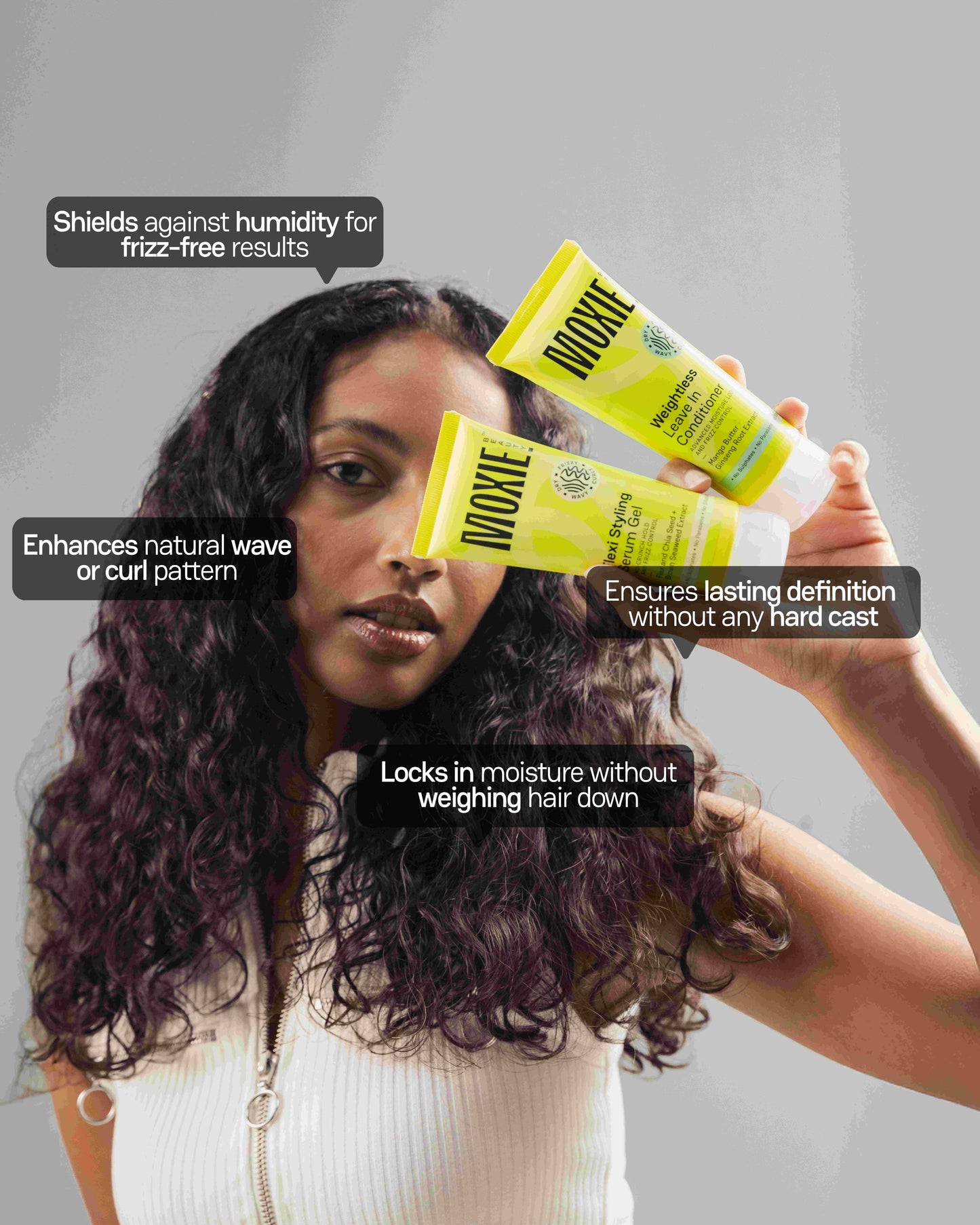 Curl cream and gel for wavy hair providing lasting definition without hard cast or heaviness
