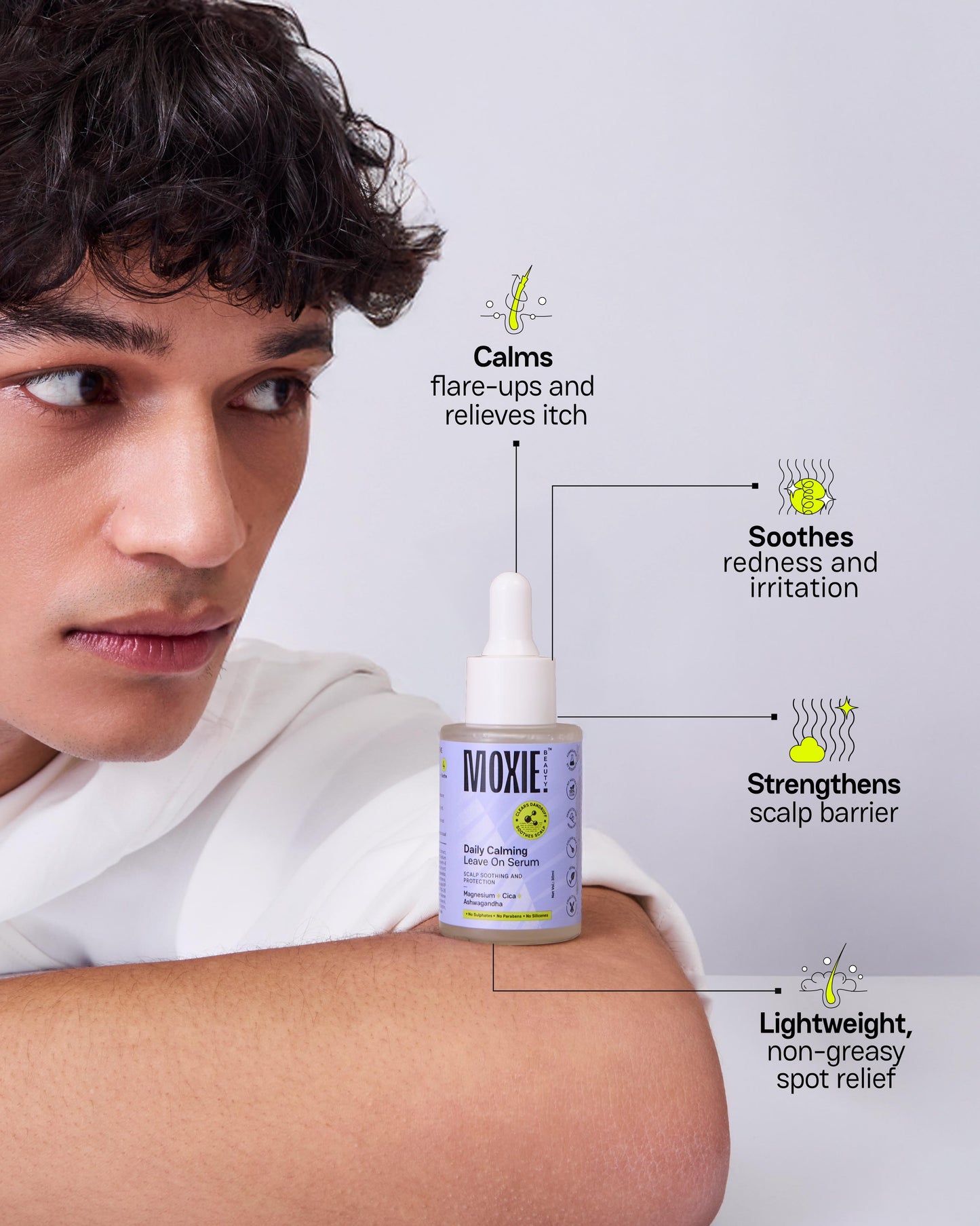 Moxie Beauty Daily Calming Leave On Serum benefits for irritation free healthy scalp