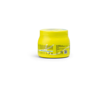 Back view of Moxie Leave-In Conditioner for frizzy hair showing directions for use and product details