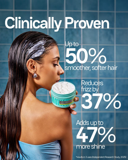 Moxie Deep Dive Hair Mask Lifestyle Shot Deep Conditioning Treatment for Frizzy Damaged Hair