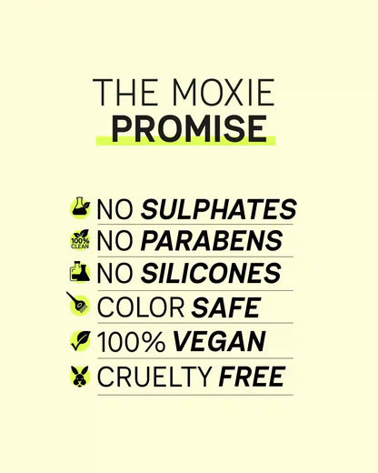 Moxie Beauty brand highlighting clean, ethical, vegan, and cruelty-free hair care standards