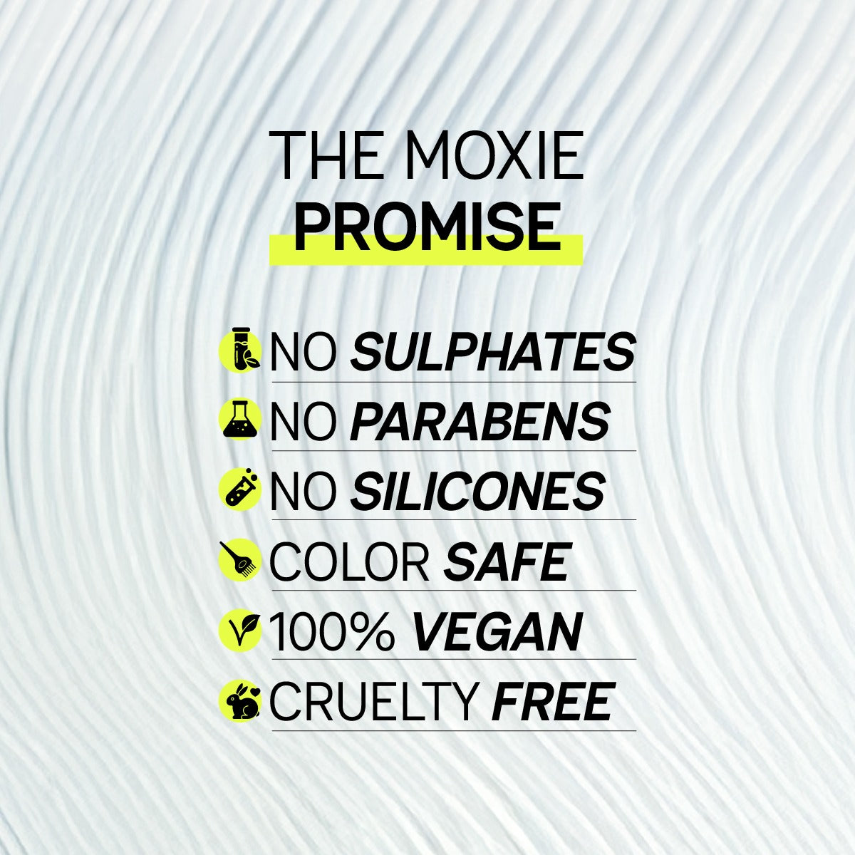 Moxie Promise highlighting hair care products free from parabens, sulphates, and safe for healthy hair