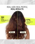 Moxie infographic highlighting real user results with moisturised hair and improved curl or wave definition