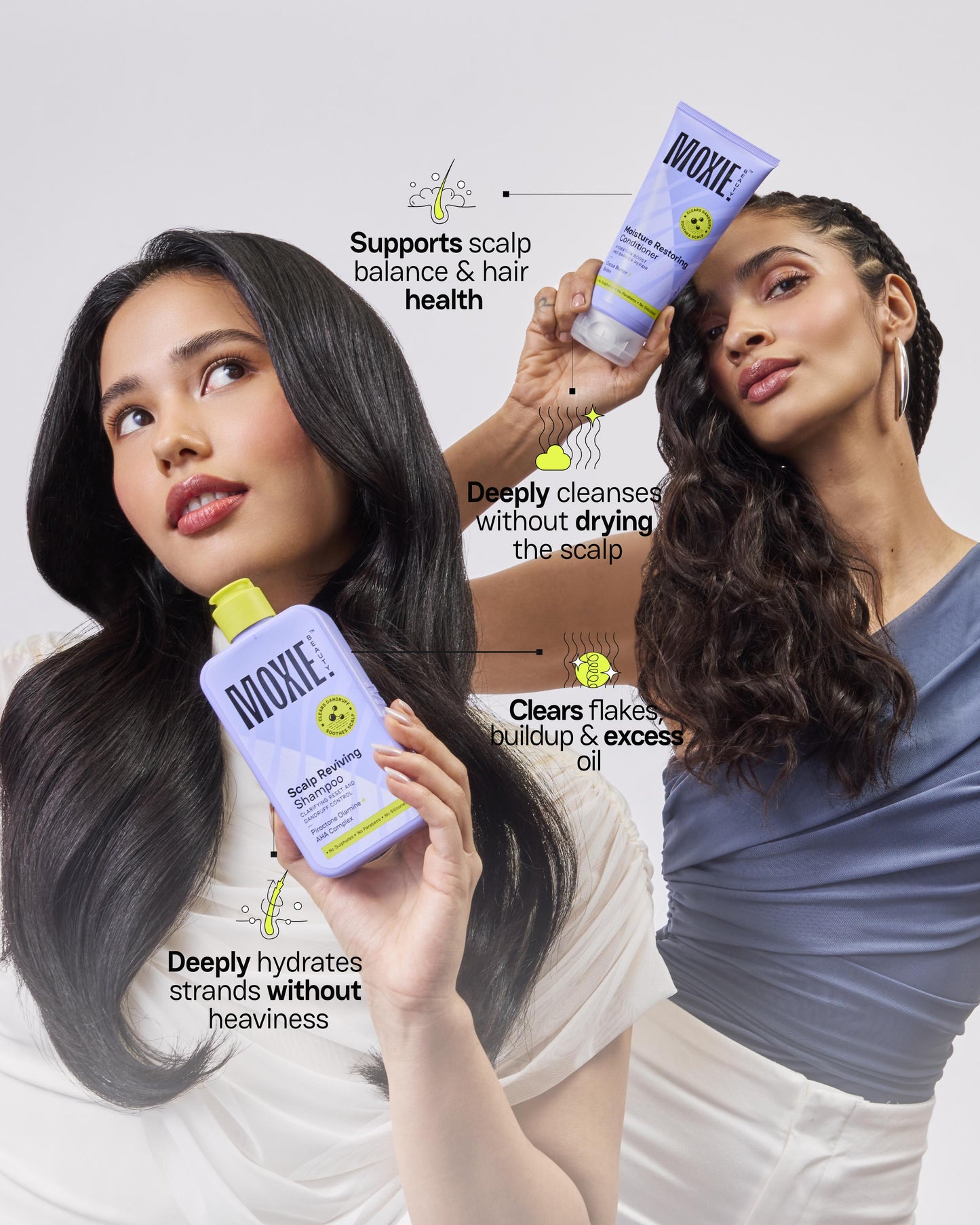 Moxie Scalp SOS Wash Duo Benefits Dandruff Control, Itch Relief & Healthy Scalp for Curly Hair