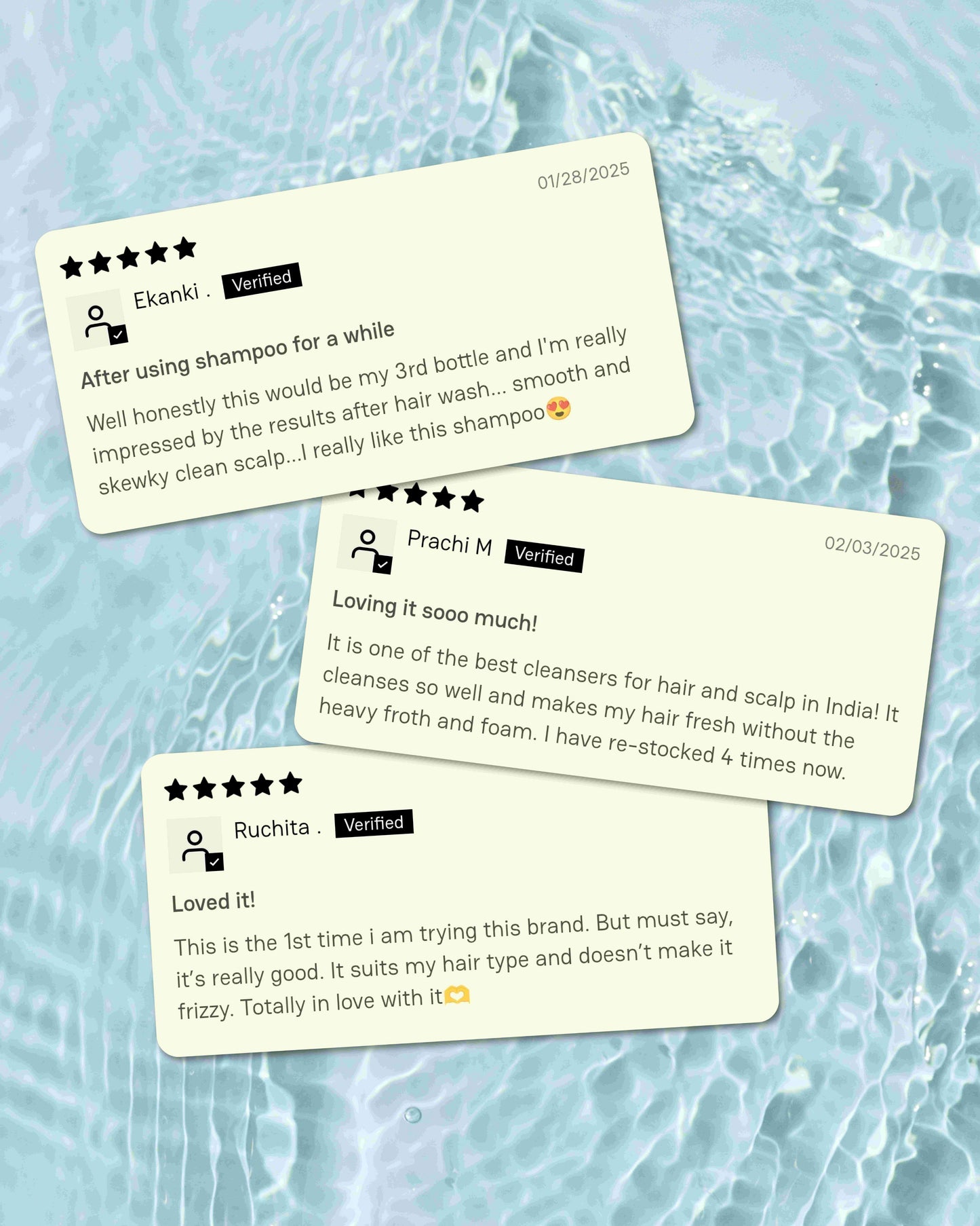 Customer reviews sharing experiences with Moxie shampoo products