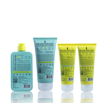 Back view of Moxie 4-step wavy hair routine product packaging