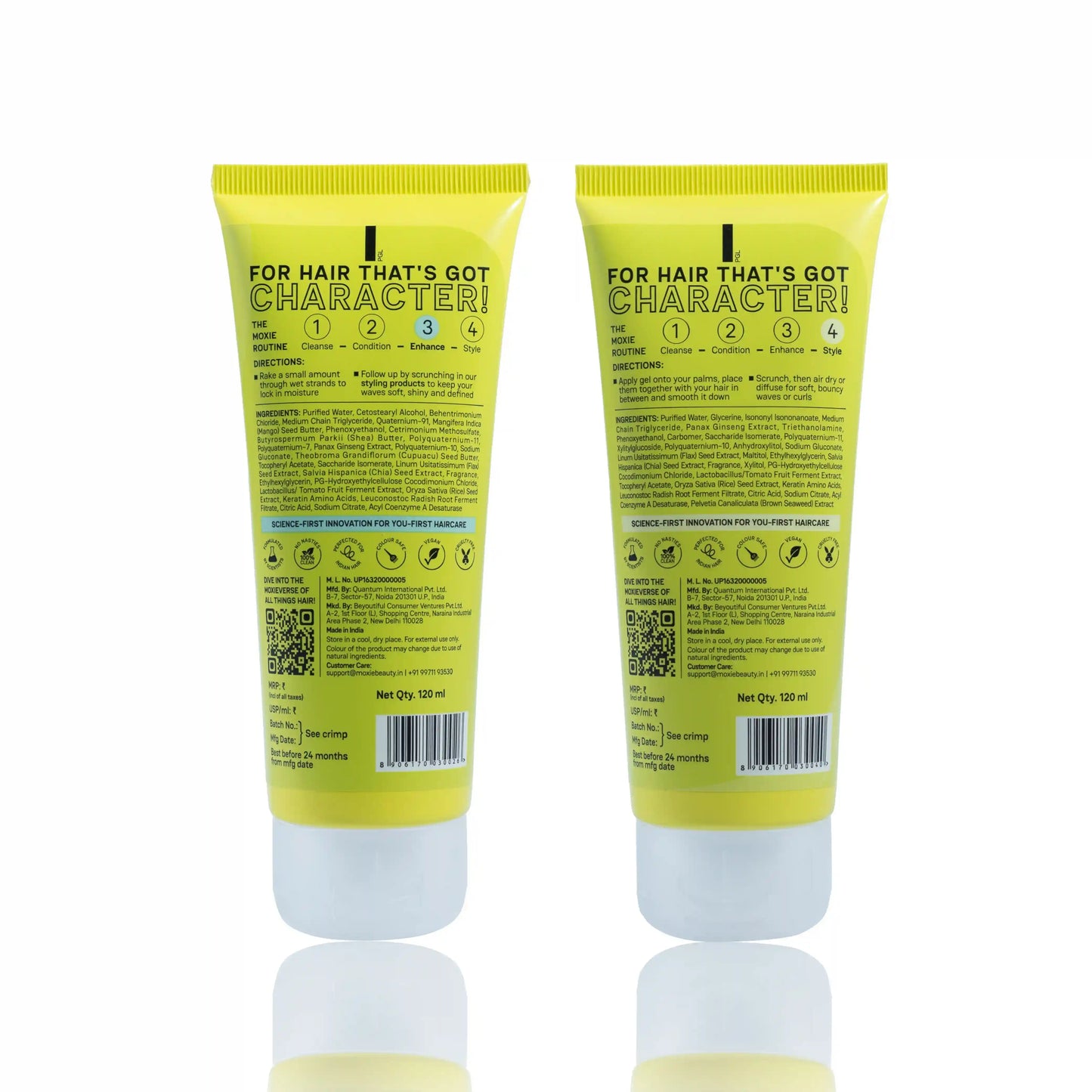 Back view of Moxie Wavy Vibe Setter Duo leave-in and gel packaging