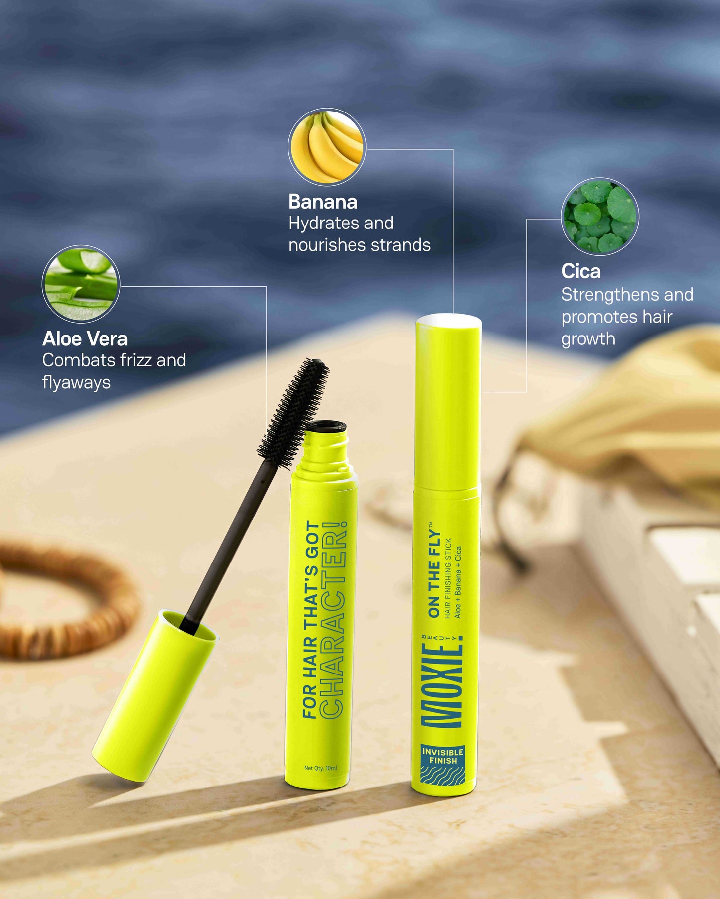 Moxie Beauty On The Fly Hair Finishing Stick key ingredients for frizz control