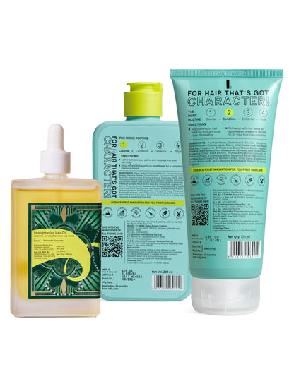 Moxie Beauty Power Champi Routine hair oil combo back product photo with ingredients