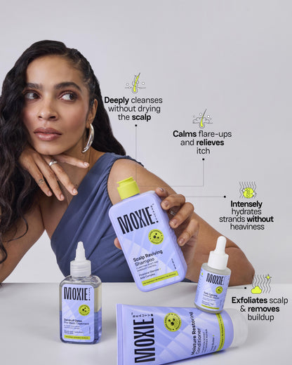 Moxie Beauty Scalp SOS Routine benefits for dandruff control and scalp health