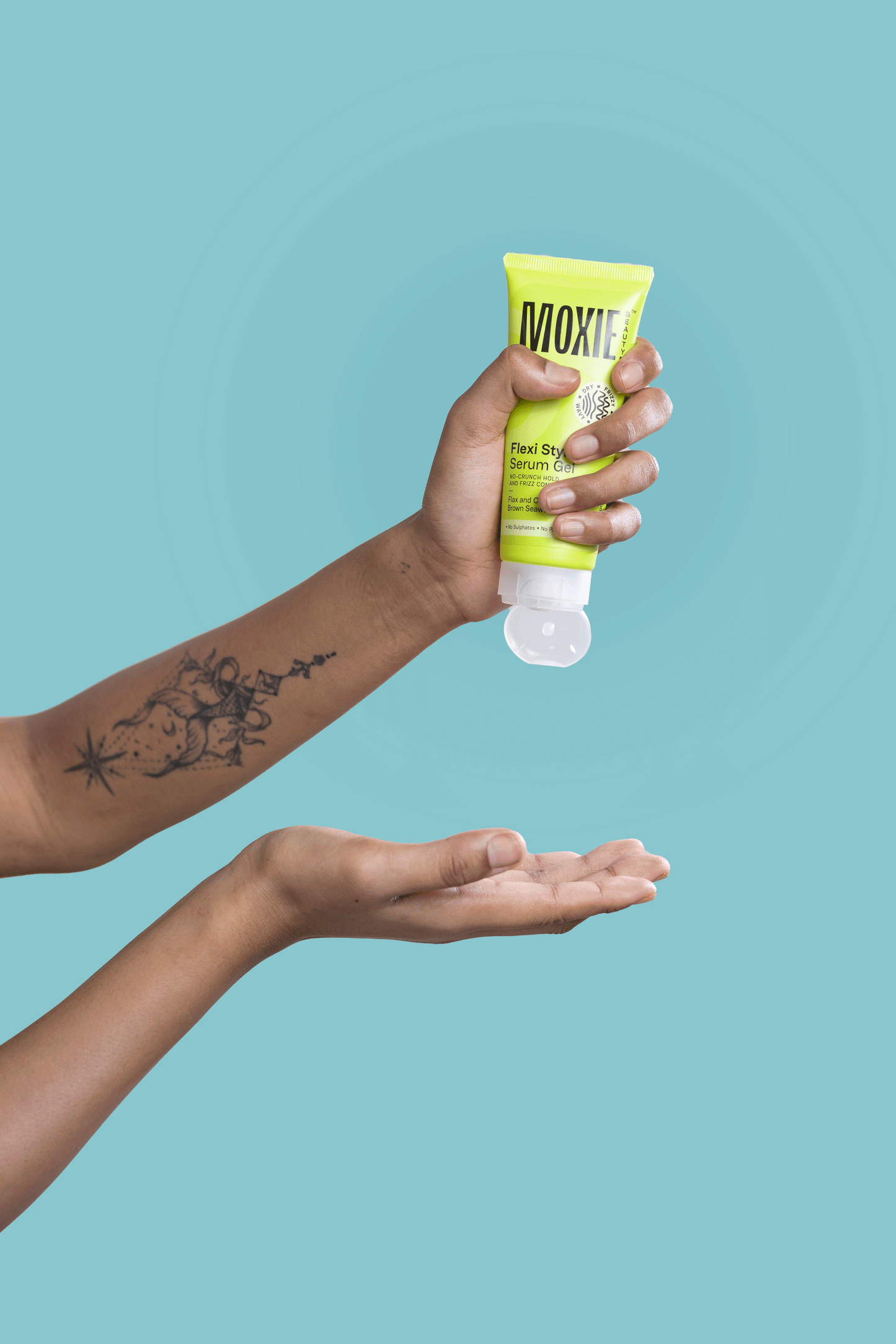 Moxie styling serum gel providing frizz control and flexible hold for wavy hair