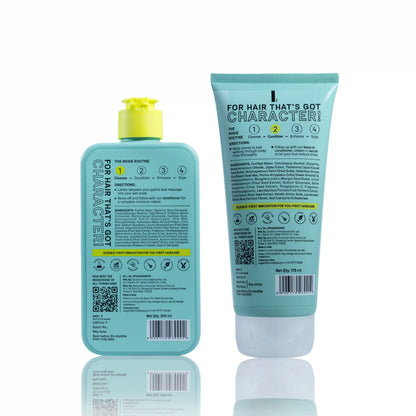 Back view of Moxie shampoo and conditioner duo set packaging