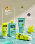 Moxie wavy routine ingredients featuring microbiome rice extract, mango seed butter and chia seed