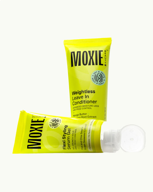Moxie Wavy Vibe Setter Duo with leave-in conditioner and serum gel for frizz control